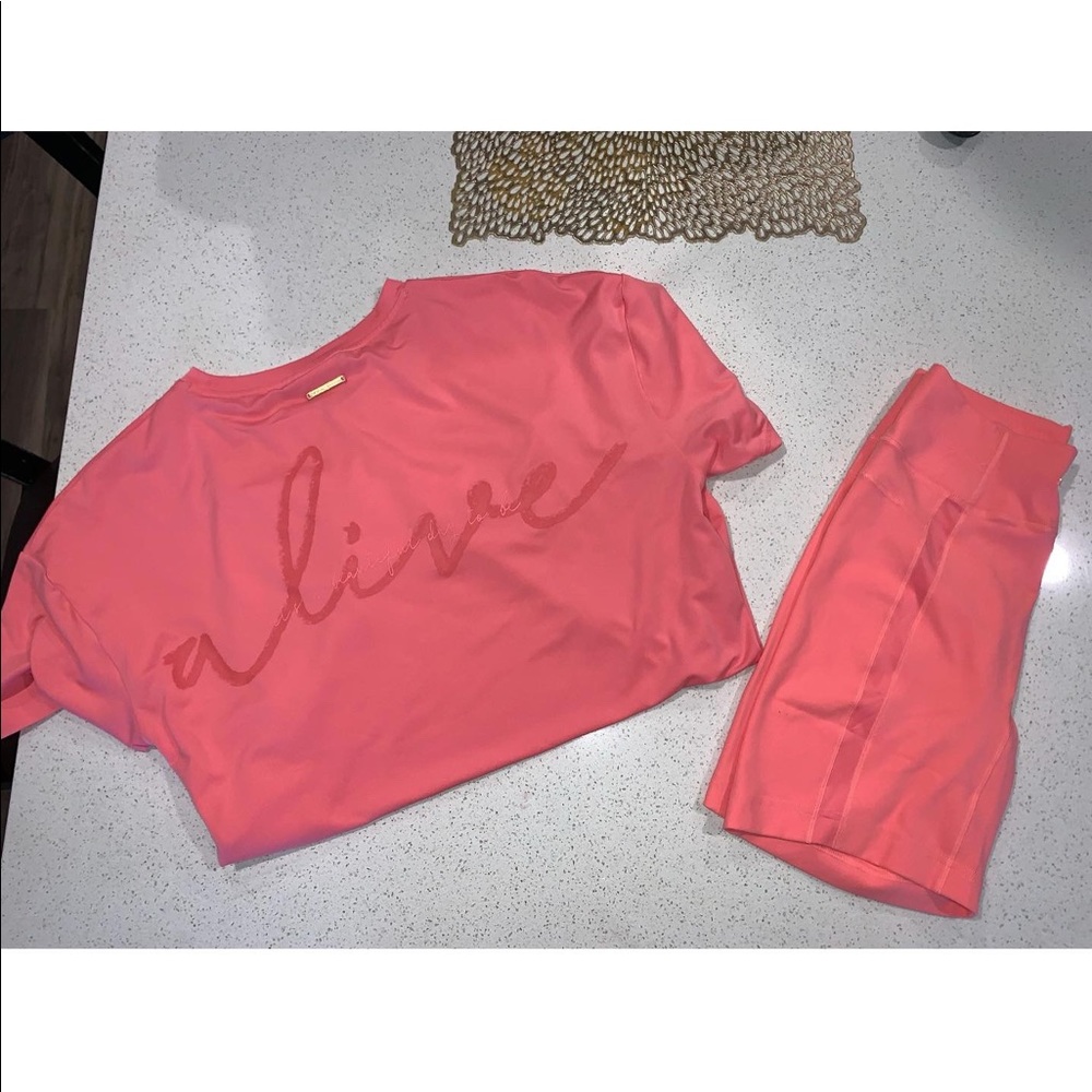 Whitney Simmons X Gym Shark biker and boyfriend shirt set